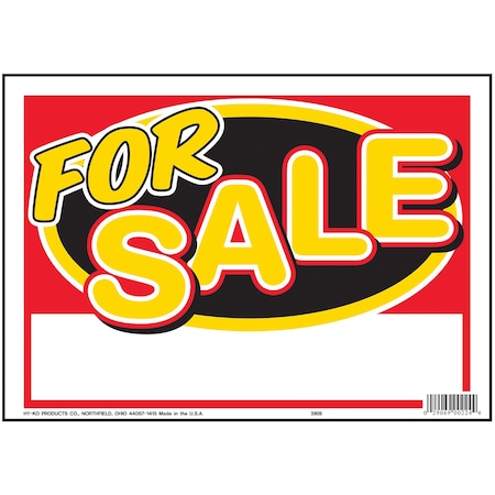 Hy-Ko For Sale Sign 8.5" x 12.5", 10PK, A00224 A00224